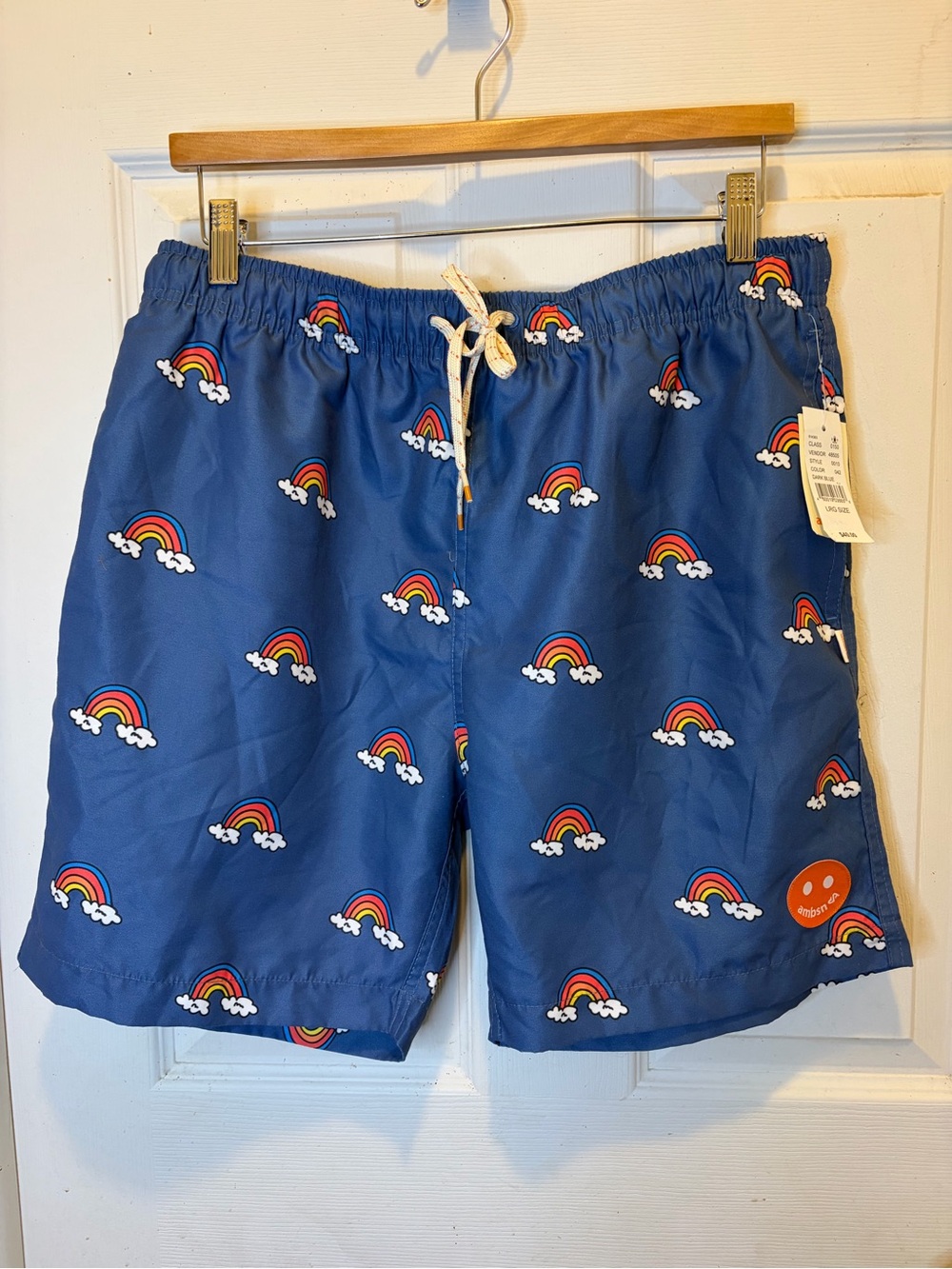 Ambsn Pacsun Men's Blue Rainbow Print Swim Trunks